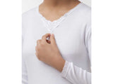 Pajama white cotton lace: girls