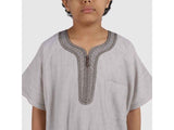 Brown embroidered comfort dress: boys